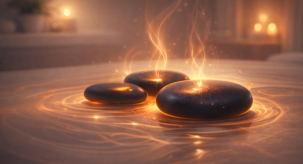 masaje con piedras calientes